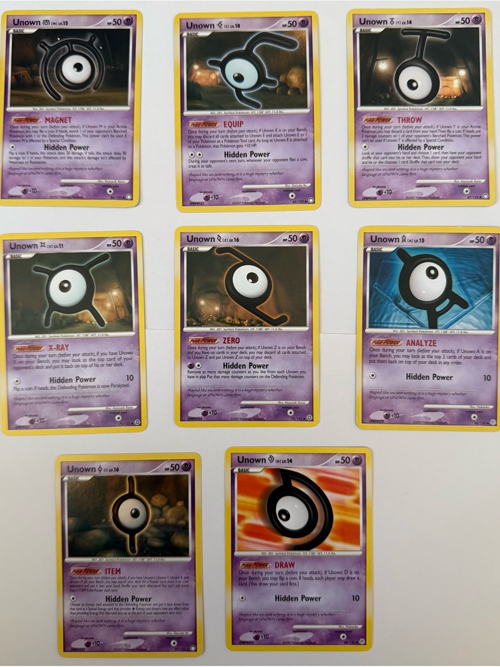 Pokemon Mysterious Treasures Unown Lot A D E I M T X Z Great Encounters⁠ 8 lot